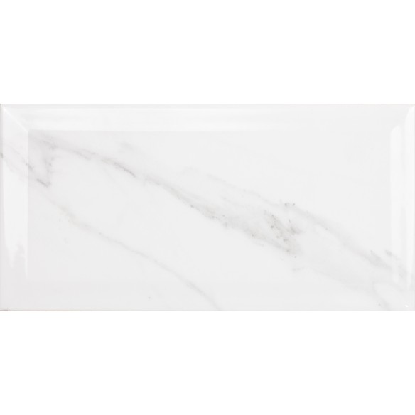Carrara White Gloss Bevelled 10x20 cm Wall Tile