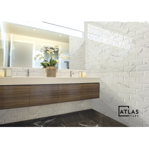 Carrara White Gloss Bevelled 10x20 cm Wall Tile