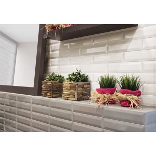 Biselado Gris Brillo 7.5x30 cm Pared