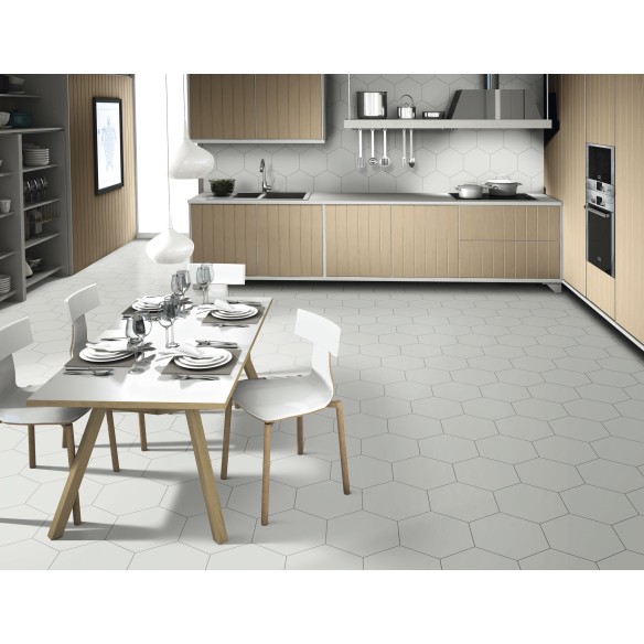 Hexagonal  gris 28.5x33 cm Suelo y Pared