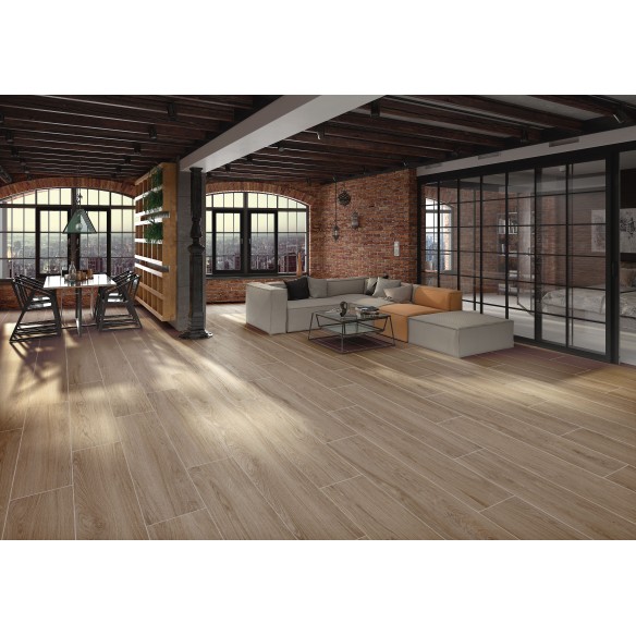 Vila Camel 23x120 cm Rectified Floor & Wall Wood Effect Tile