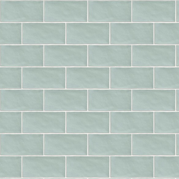 Plaqueta Rústica Artesanal Azul Celeste Brillo 7.5x15 cm