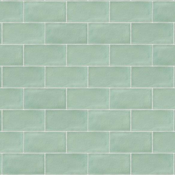 Plaqueta Rústica Artesanal Menta Brillo 7.5x15 cm