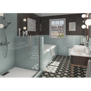 Plaqueta Rústica Artesanal Azul Celeste Brillo 7.5x15 cm 2