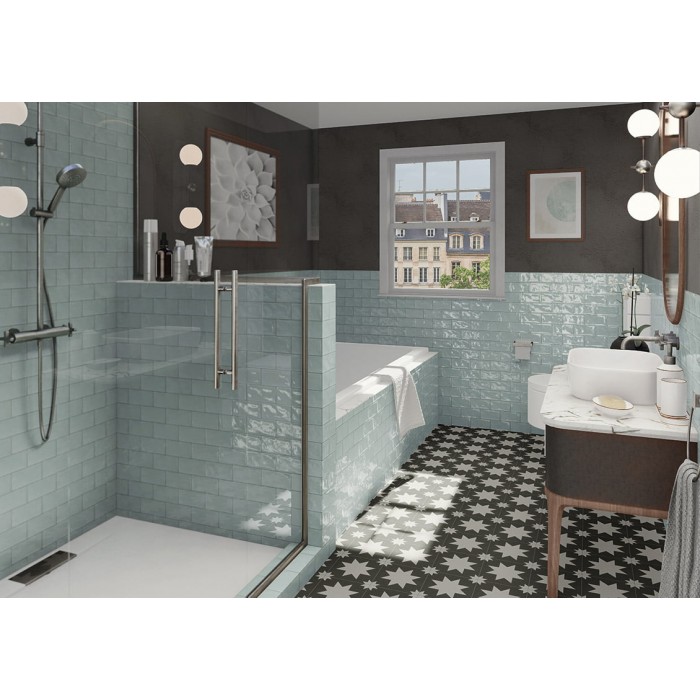 Plaqueta Rústica Artesanal Azul Celeste Brillo...