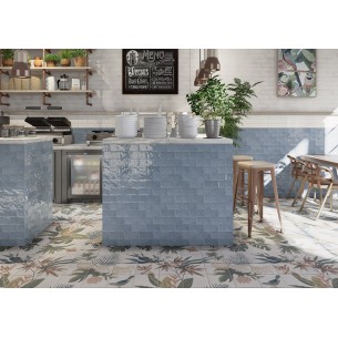 Plaqueta Rústica Artesanal Azul 7.5x15 cm