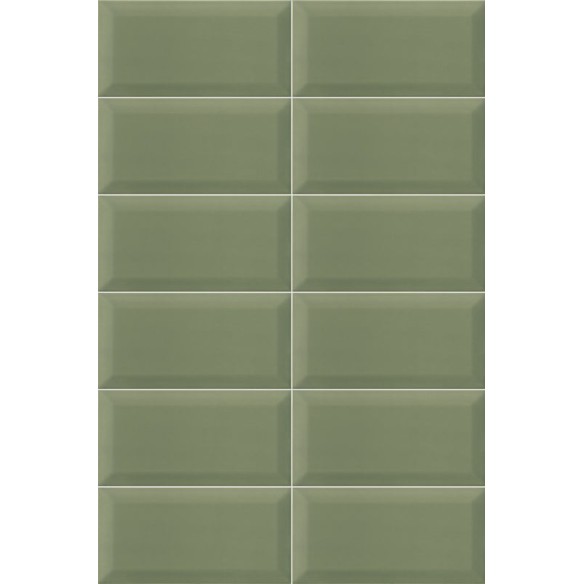 Biselado Verde Oliva Brillo 10x20 cm Pared