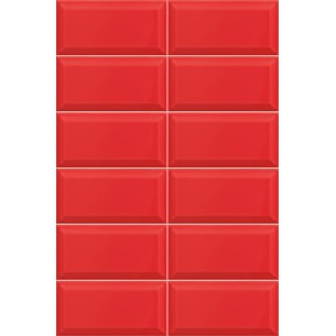 Biselado Rojo Brillo 10x20 cm Azulejo de Pared